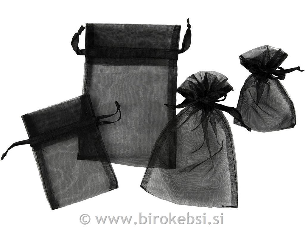 Organza vrečke črne, 7x10,10x15, set 30