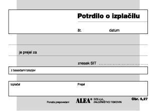 OBR.5,27 POTRDILO O IZPLAČILU