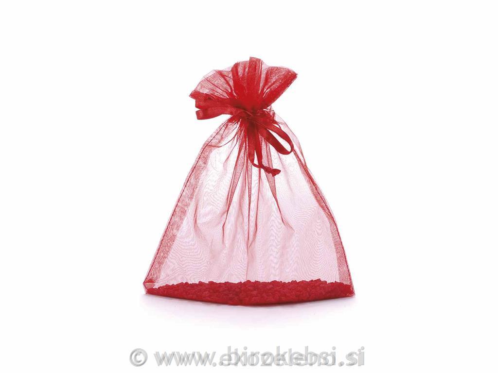 Vrečka organza rdeča 17x22 cm, set 15