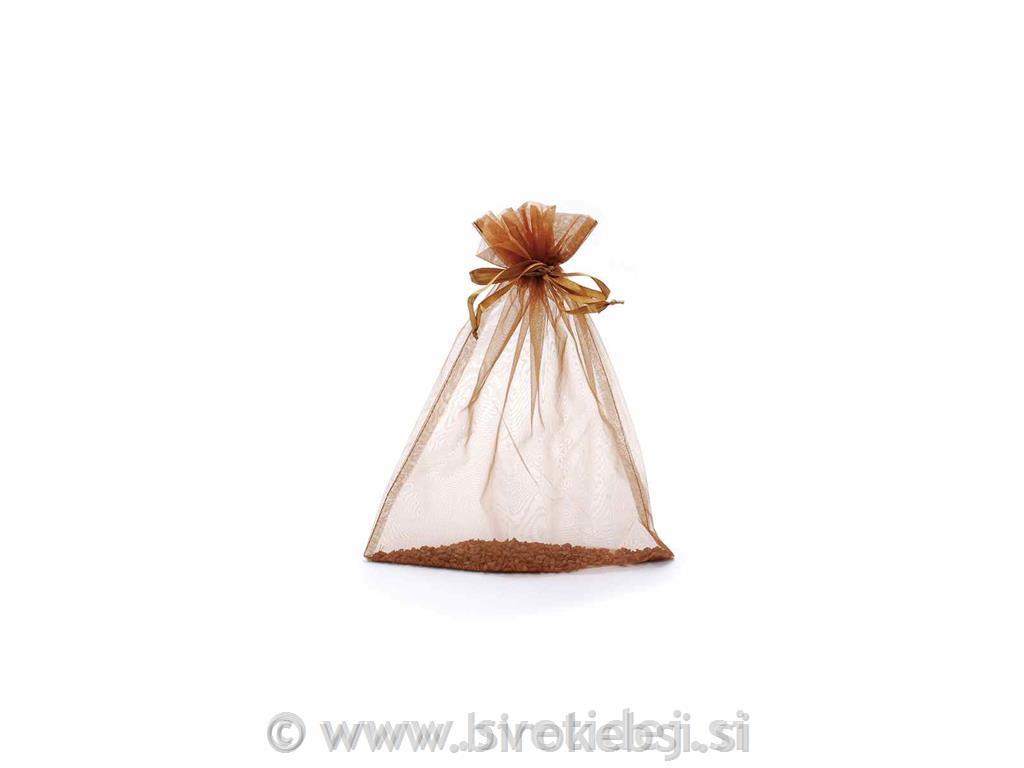 Vrečka organza rjava 23x30 cm, set 10