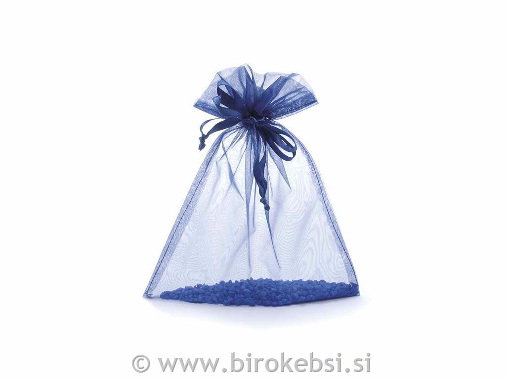 Vrečka organza modra 17x22 cm, set 15