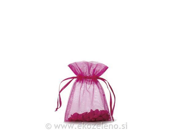 Vrečka organza pink, 8x11 cm, set 25