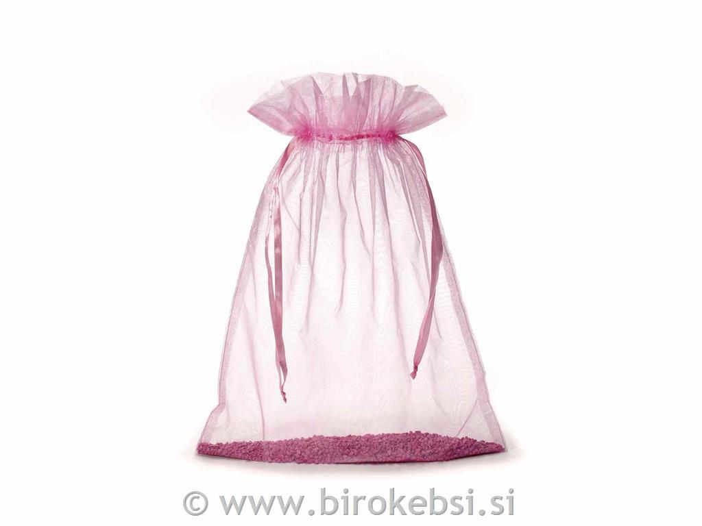 Vrečka organza roza 30x40 cm, set 10